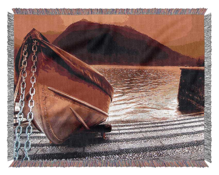 Stunning Paradise Fishing Boat Woven Blanket