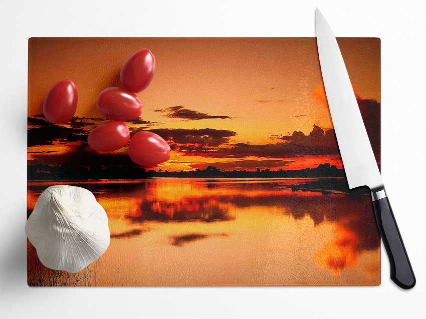 Sunset Cloud Reflection Glass Chopping Board