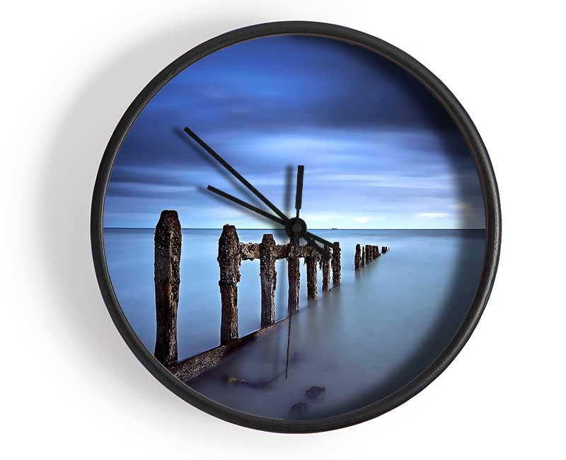 Evening Blue Sea Clock - Wallart-Direct UK