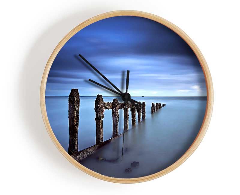 Evening Blue Sea Clock - Wallart-Direct UK