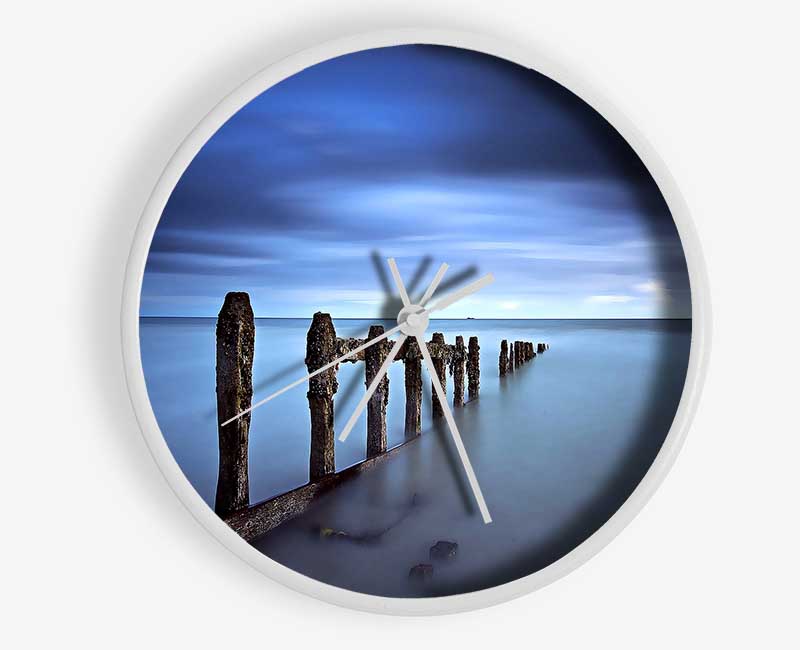 Evening Blue Sea Clock - Wallart-Direct UK