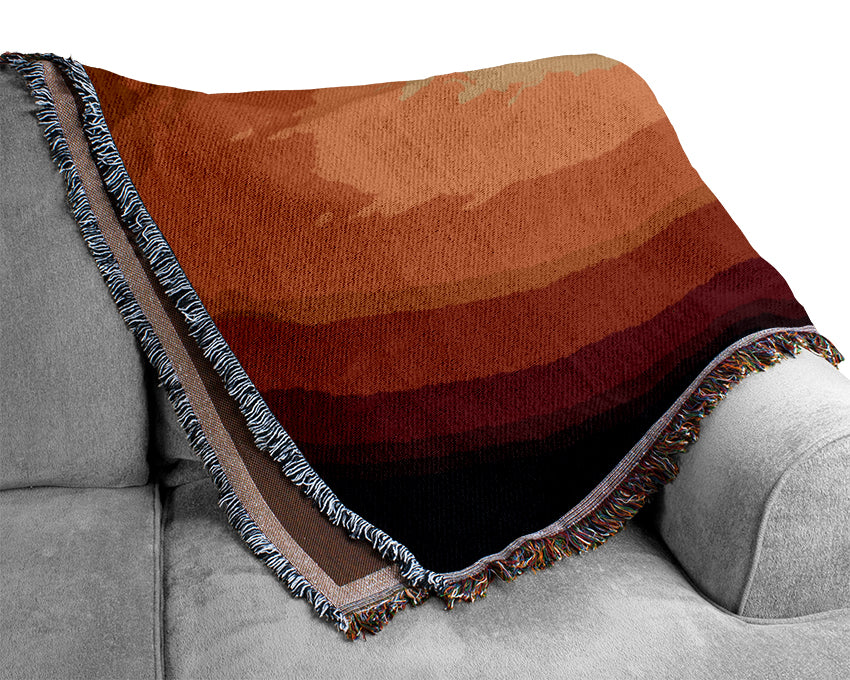 Stunning Sunset Sun Above The Sea Woven Blanket