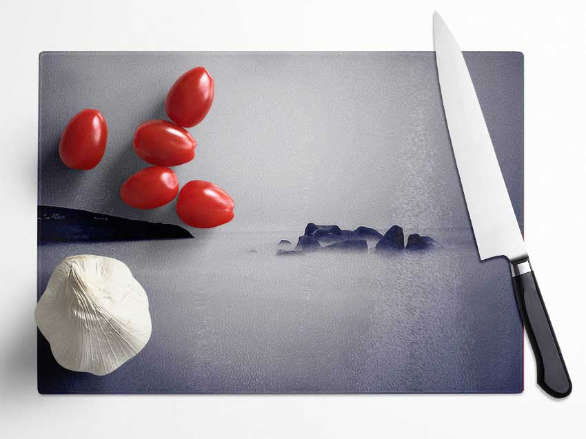 Lilac Foggy Rocks Glass Chopping Board