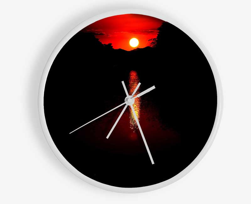 As The Stunning Red Sun Goes Down Clock - Wallart-Direct UK