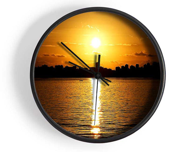 Sunset City Skyline Silhouette Clock - Wallart-Direct UK