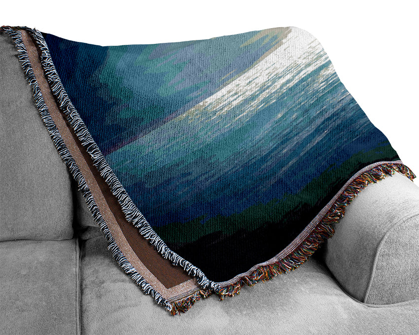 Sailing Boat In The Moonlit Ocean Woven Blanket