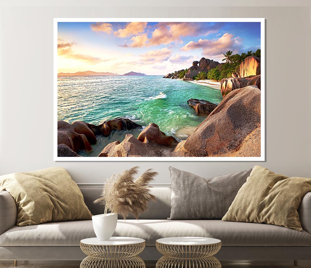 La Digue Beach Seychelles Print Poster Wall Art