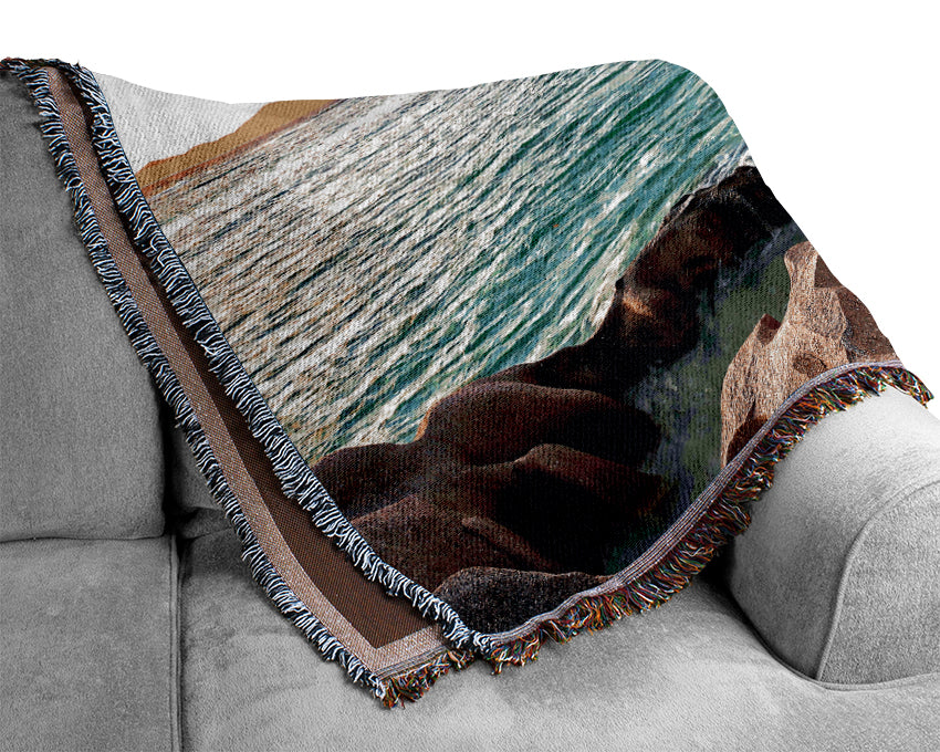 La Digue Beach Seychelles Woven Blanket