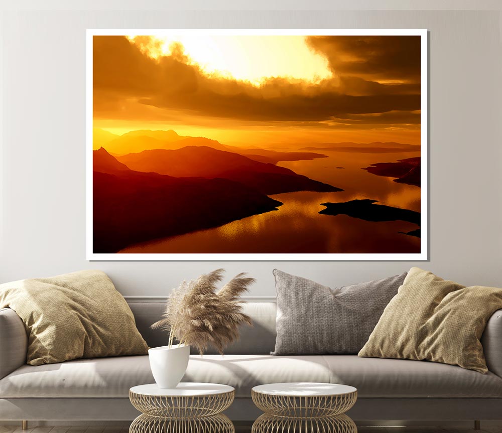 Calm Ocean Islands Print Poster Wall Art