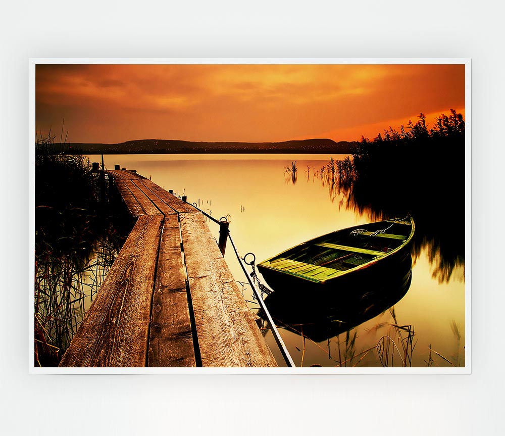 Tranqil Lake Mooring Print Poster Wall Art