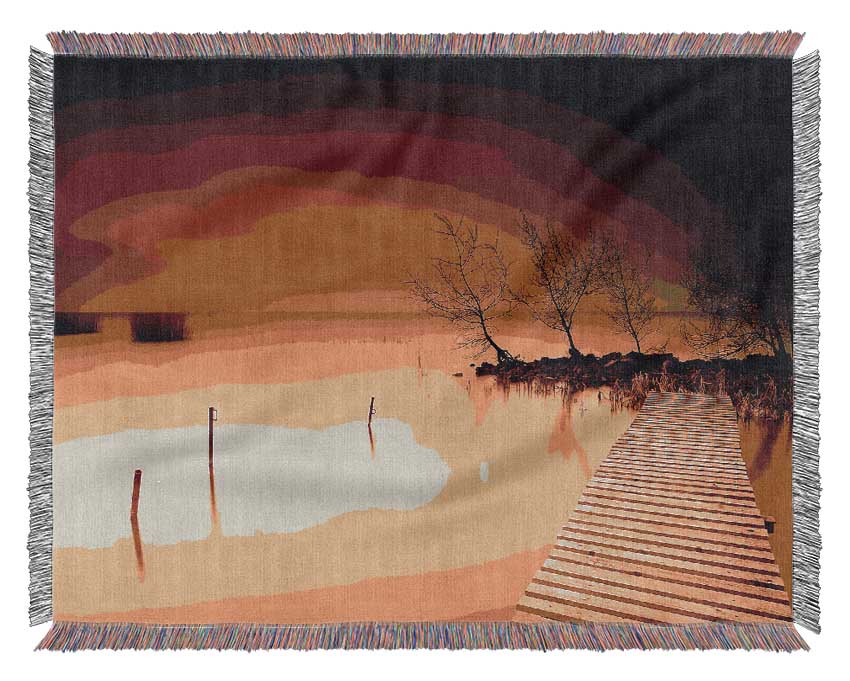 Mystical Boardwalk Yellow Woven Blanket