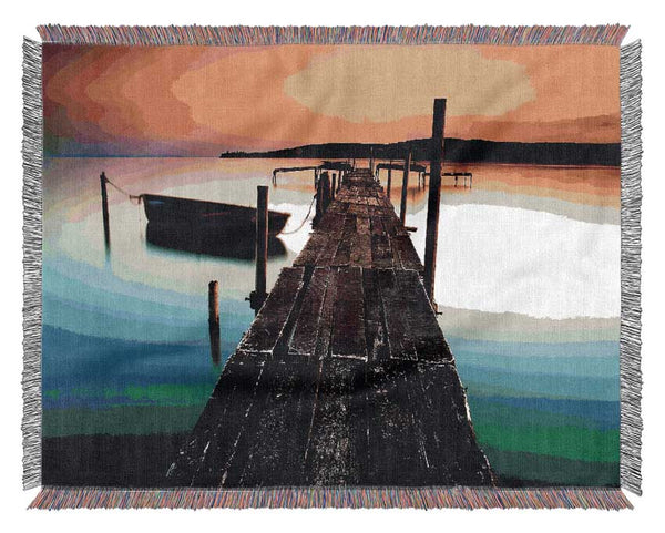 Rustic Ocean Jetty Woven Blanket