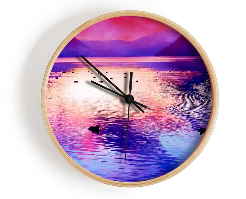 Mountain Lake At Daybreak Clock - Wallart-Direct UK