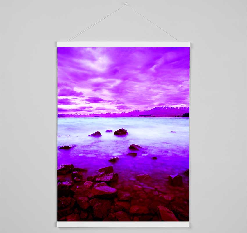 Purple Skies Over The Turquoise Ocean Hanging Poster - Wallart-Direct UK