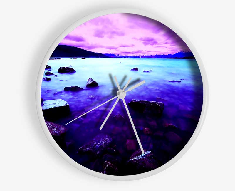 Pink Skies Over The Turquoise Ocean Clock - Wallart-Direct UK