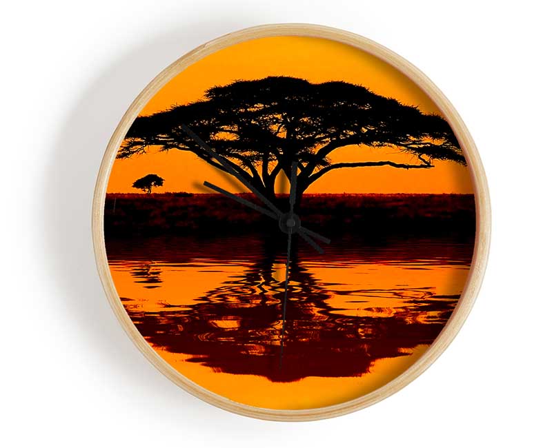 African Tree Reflection Clock - Wallart-Direct UK