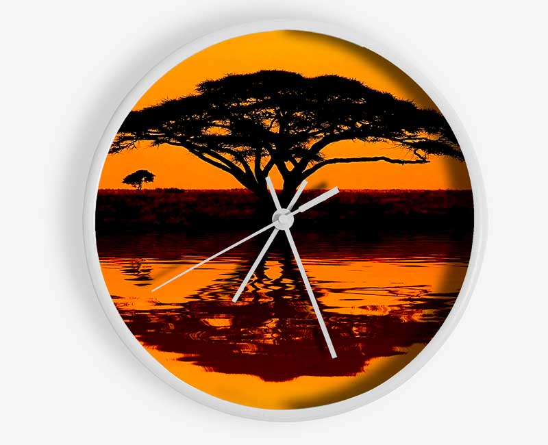 African Tree Reflection Clock - Wallart-Direct UK