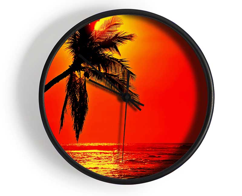 Palmtree Sunblaze Clock - Wallart-Direct UK