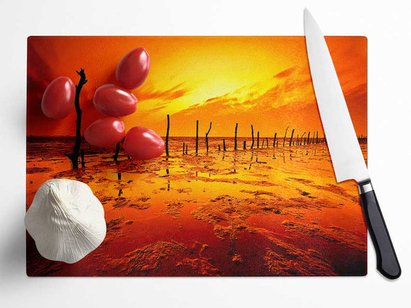 The Oceans Gateway Orange Glass Chopping Board