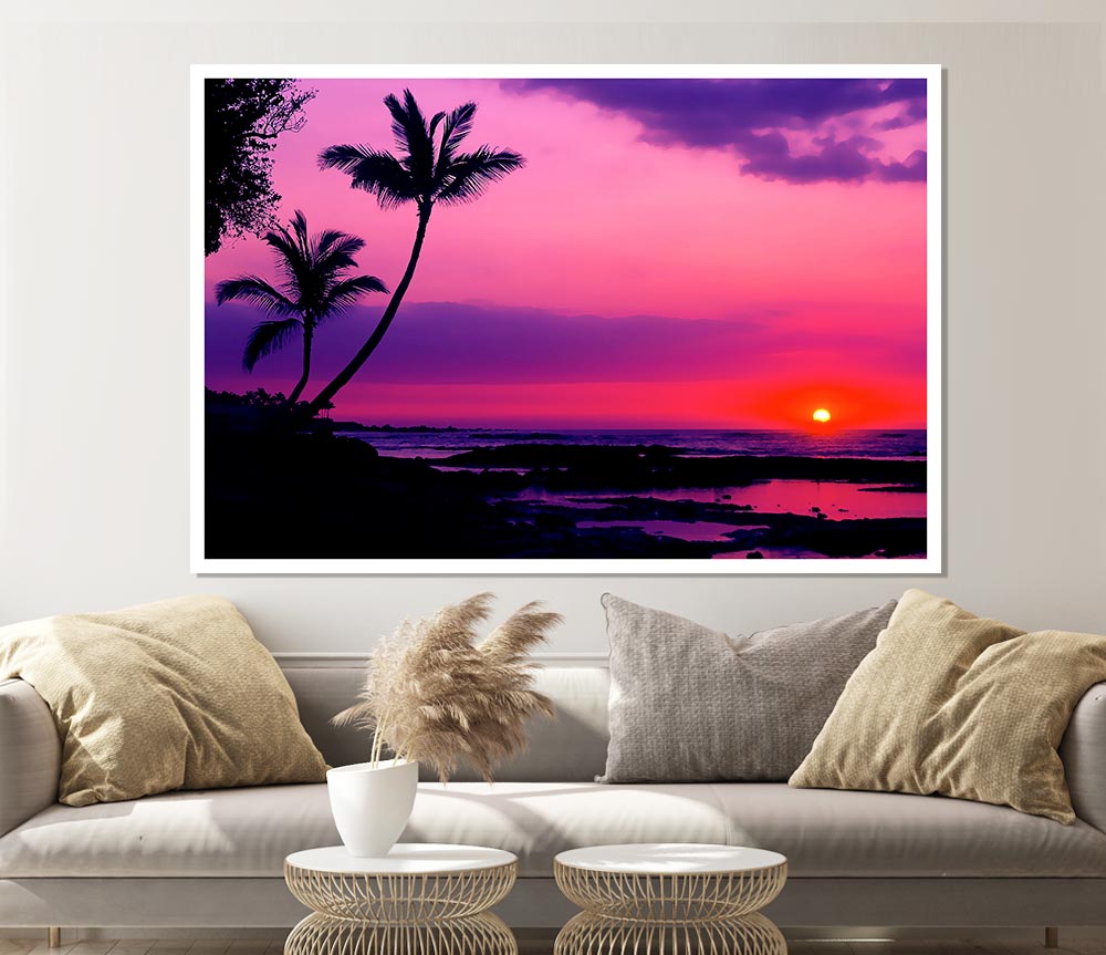 Blaze Of The Palmtree Sun Print Poster Wall Art