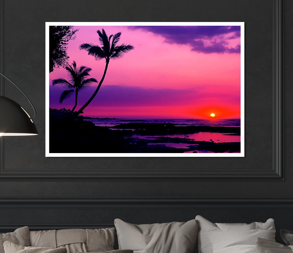 Blaze Of The Palmtree Sun Print Poster Wall Art