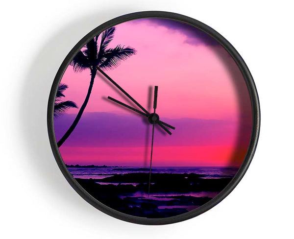 Blaze Of The Palmtree Sun Clock - Wallart-Direct UK