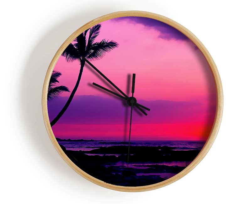 Blaze Of The Palmtree Sun Clock - Wallart-Direct UK