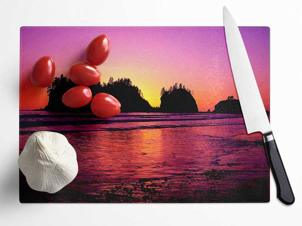 Surreal Pink Ocean Flow Glass Chopping Board