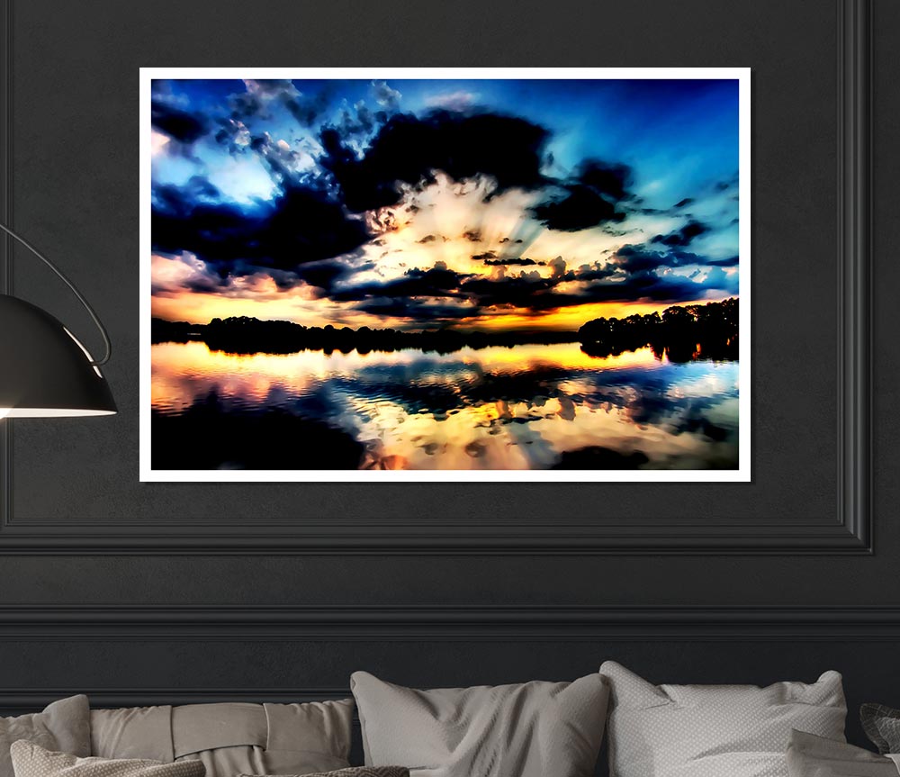 Blue Ocean Cloud Formation Print Poster Wall Art