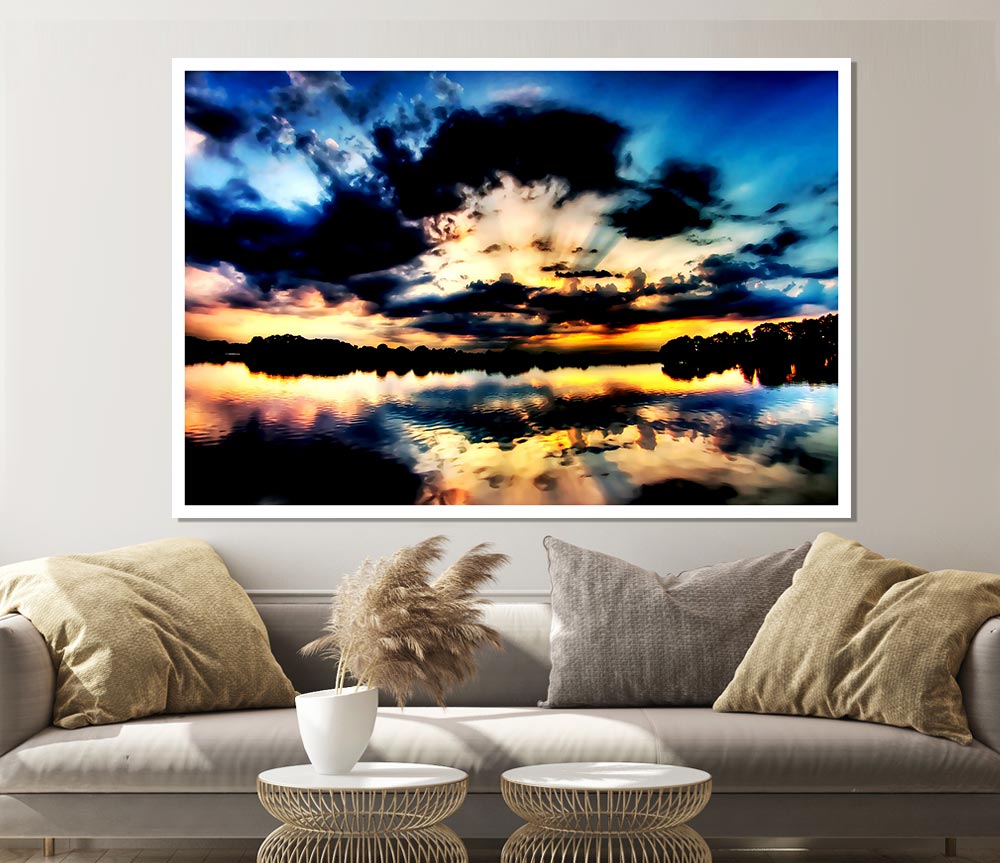 Blue Ocean Cloud Formation Print Poster Wall Art