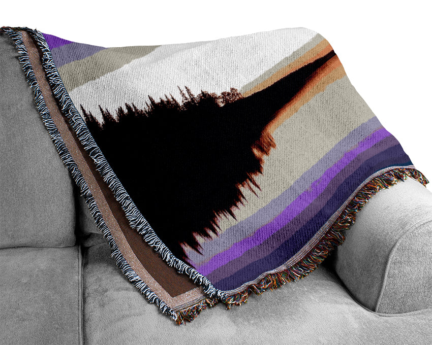 Calm Lake In Another World Purple Woven Blanket