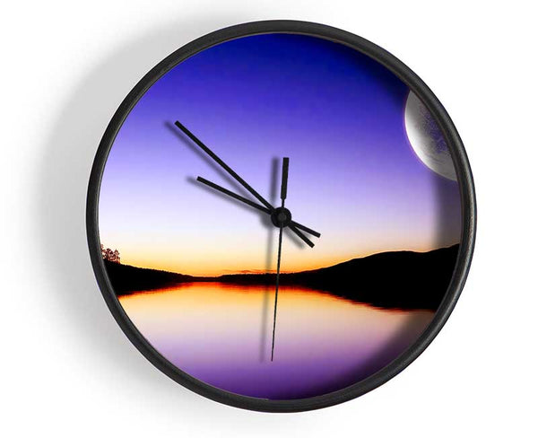 Calm Lake In Another World Purple Clock - Wallart-Direct UK