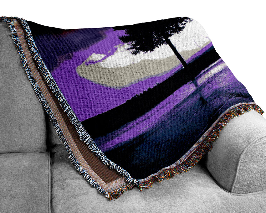 Purple Ocean Lightning Woven Blanket