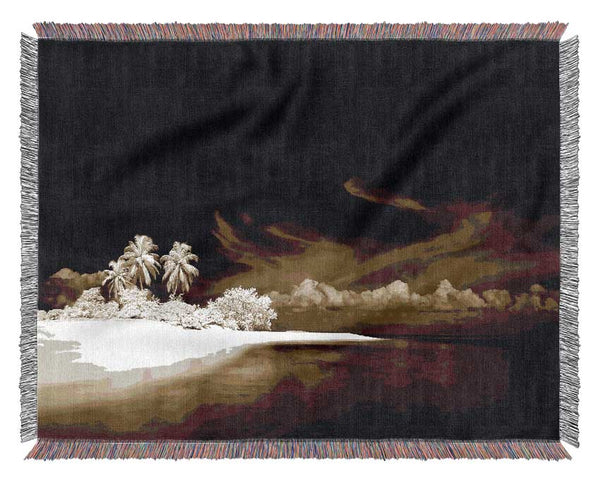 Surreal Hidden Island Brown Woven Blanket