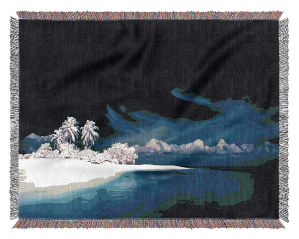 Surreal Hidden Island Blue Woven Blanket