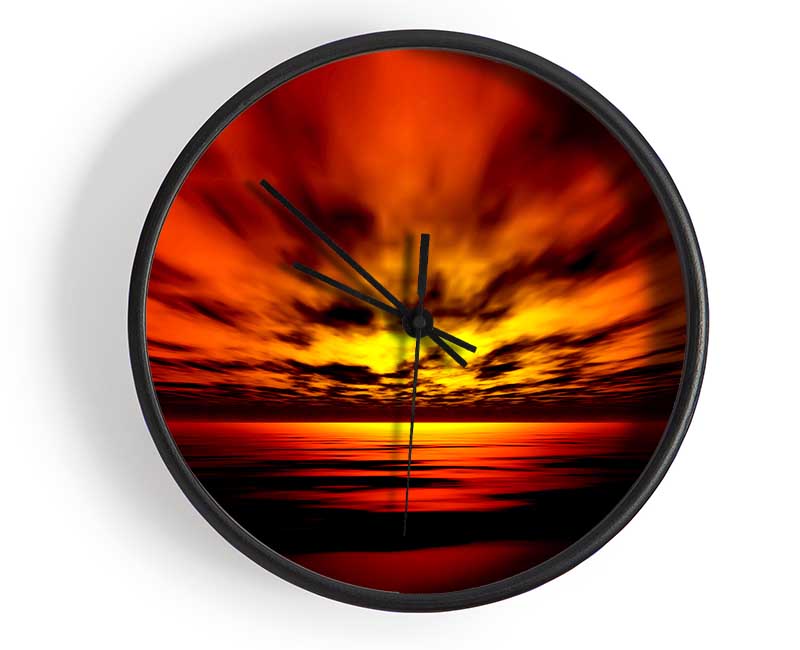 Fire Red Sun Blaze Clock - Wallart-Direct UK