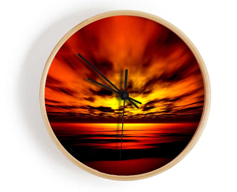 Fire Red Sun Blaze Clock - Wallart-Direct UK