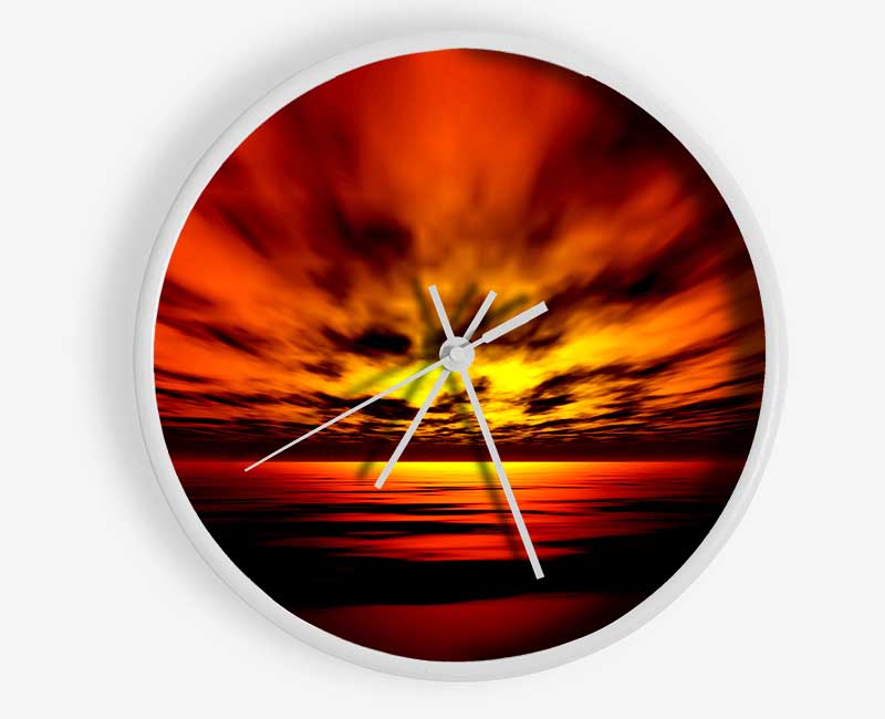 Fire Red Sun Blaze Clock - Wallart-Direct UK