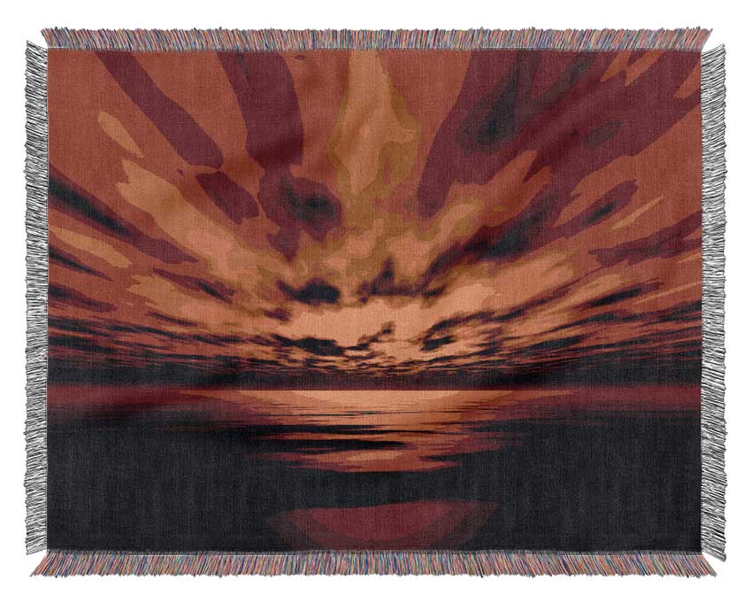 Fire Red Sun Blaze Woven Blanket