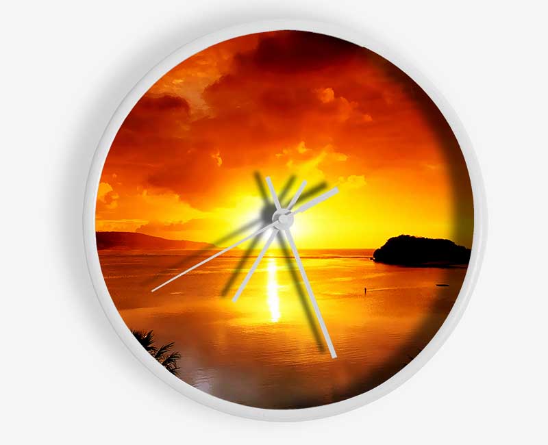 Orange Sunbeam Ocean Clock - Wallart-Direct UK