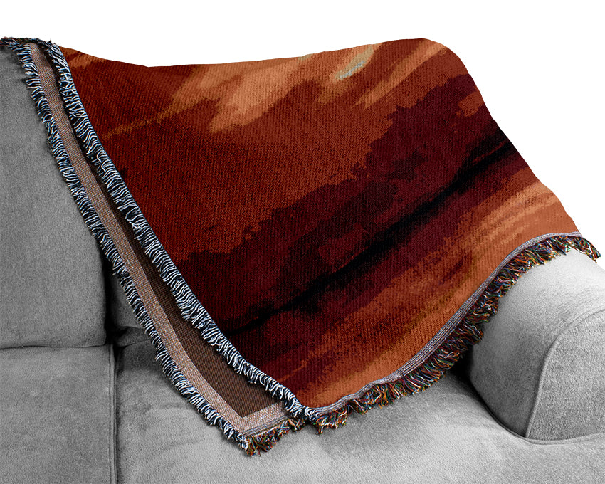 Surreal Red Ocean Skies Woven Blanket