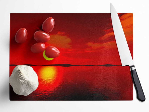 Red Sunblaze Reflection Glass Chopping Board