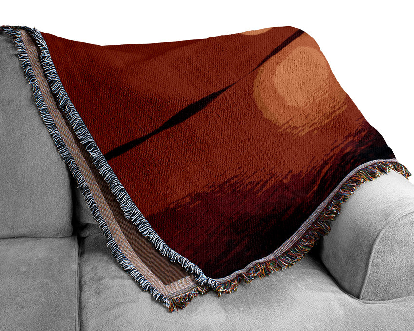 Red Sunblaze Reflection Woven Blanket