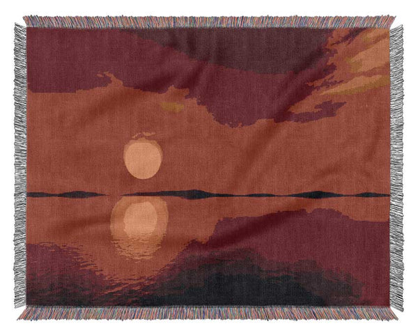 Red Sunblaze Reflection Woven Blanket