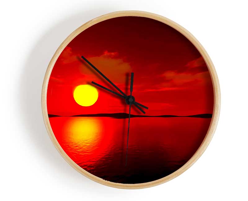 Red Sunblaze Reflection Clock - Wallart-Direct UK