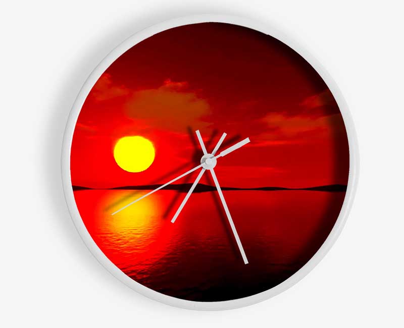 Red Sunblaze Reflection Clock - Wallart-Direct UK