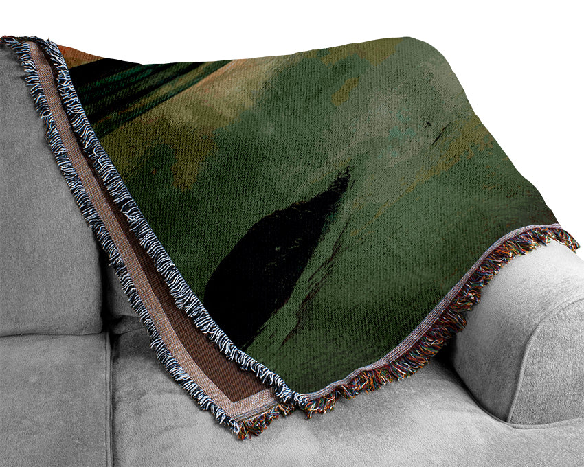 Green Ocean Reflections Woven Blanket