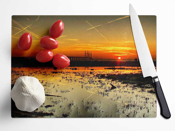 Ocean Path To The Sun Glass Chopping Board