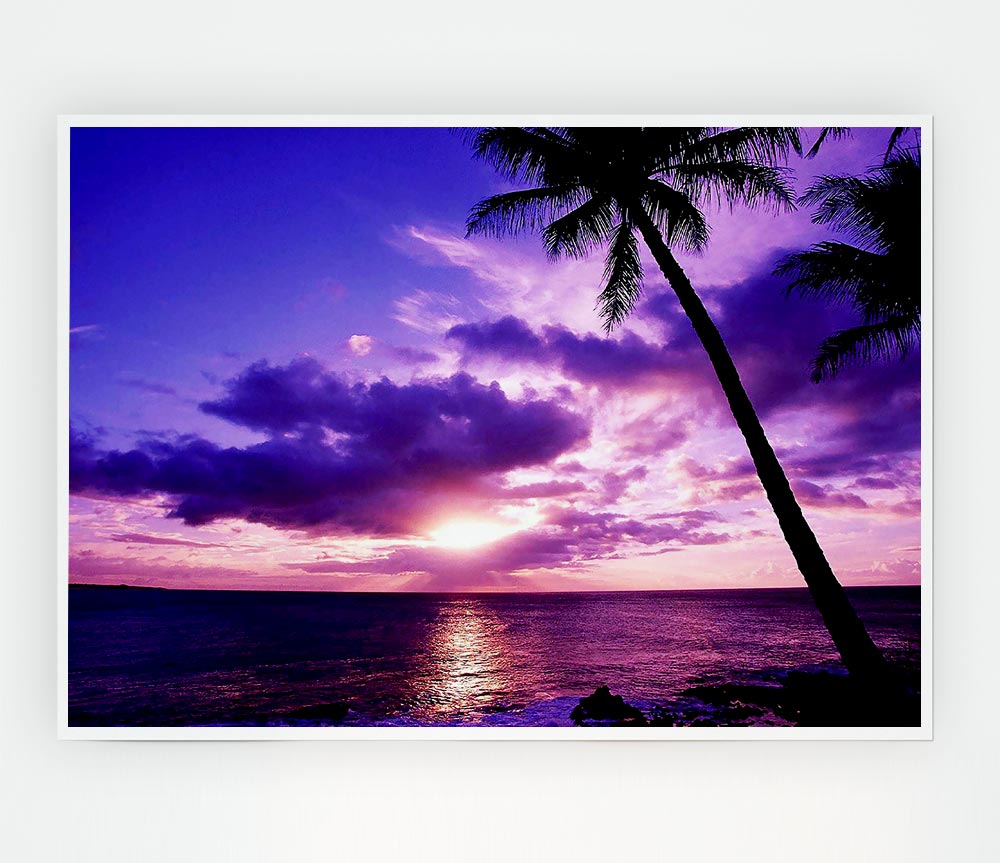 Lilac Pink Ocean Paradise Print Poster Wall Art