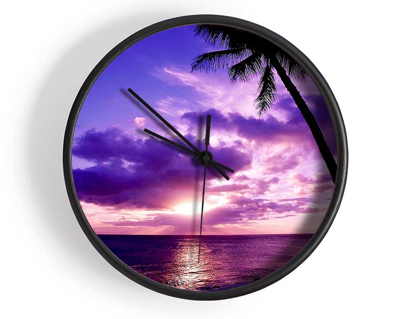 Lilac Pink Ocean Paradise Clock - Wallart-Direct UK